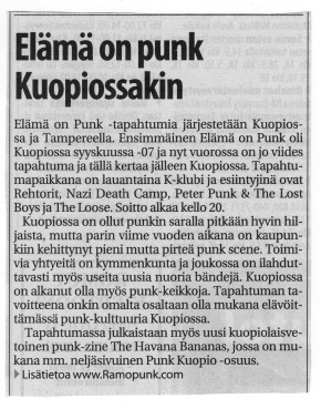 El�m� on punk Kuopiossakin